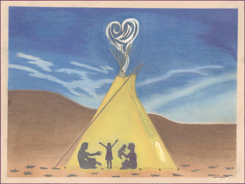 Family in Tipi